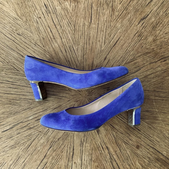 Stunning Peter Kaiser Blue Suede with silver block heels - Size 5,5 UK / 8 US - Picture 3 of 14